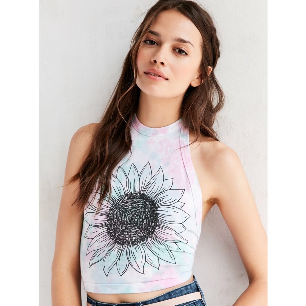 Urban outfitters tie dye sunflower crop top